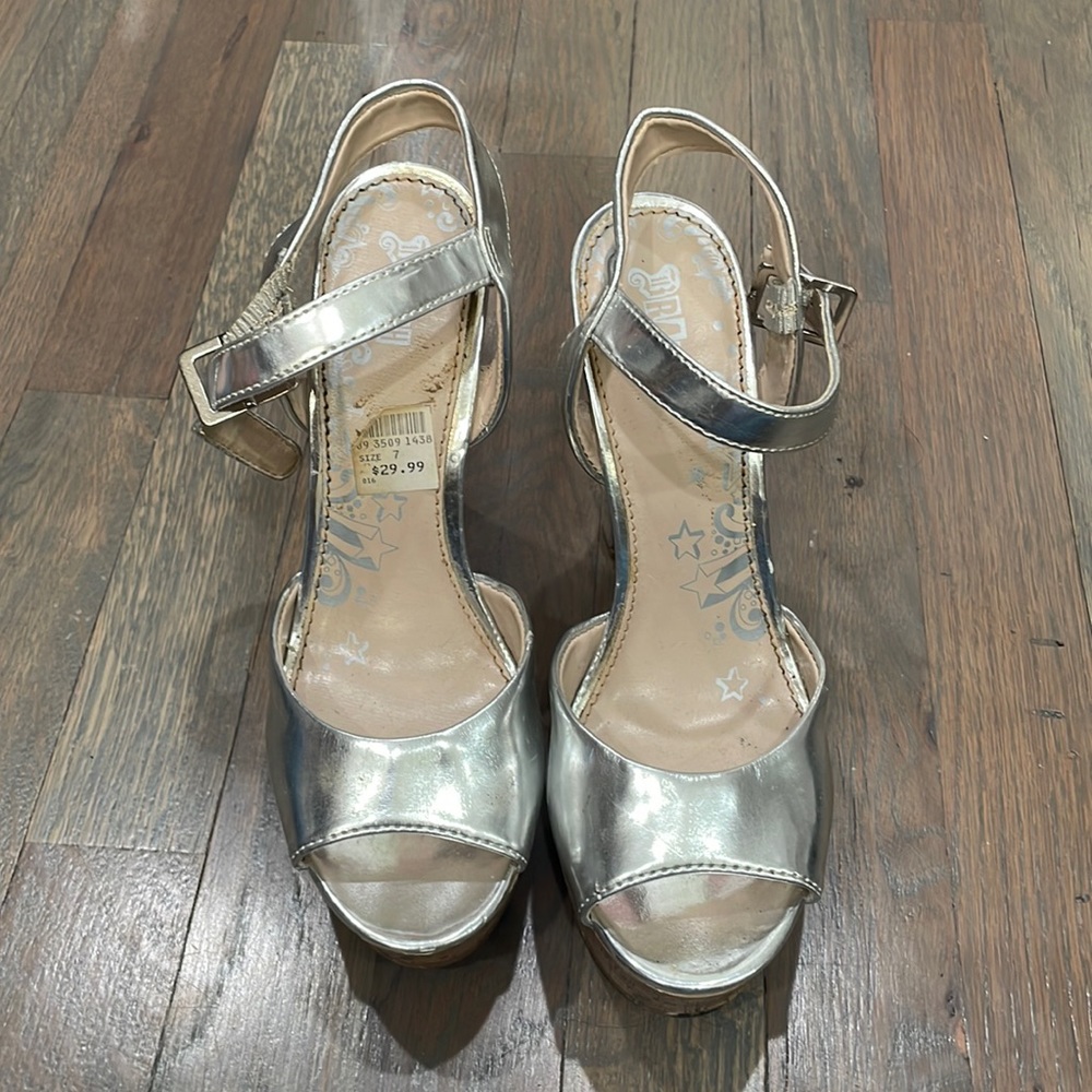 Silver platform heels